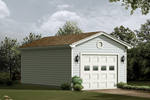 One-car garage with lights on each side of the garage door