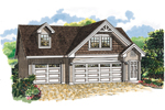 Three-car garage has stylish Victorian woodwork in the gable