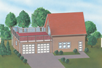 Two-car garage has sundeck on roof