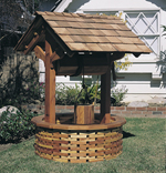 Wood wishing well with wood shingle base