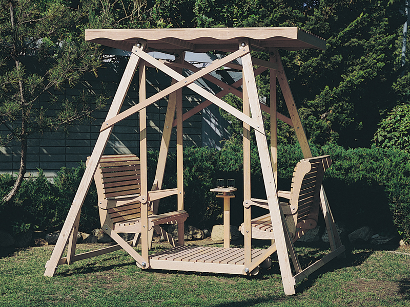 Adobe and Southwestern Plan Front of Home Canopy Glider Swing