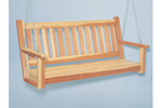 This wood porch swing is designed to look great with many home styles