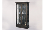 Dark wood create a curio cabinet that is elegant and rich in design