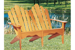 Rustic unpainted wood adirondack loveseat