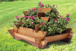 Unique stacked planter places plants at different levels for an interesting effect
