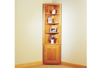 Space efficient cozy corner cupboard offers a great place to display collectibles