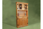 This tall country hutch offers is made of wood and has doors across the bottom and a center shelf