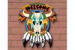 This Southwester welcome skull has Native American Indian style and great use of color