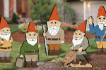 This yard art pattern includes five different garden gnomes