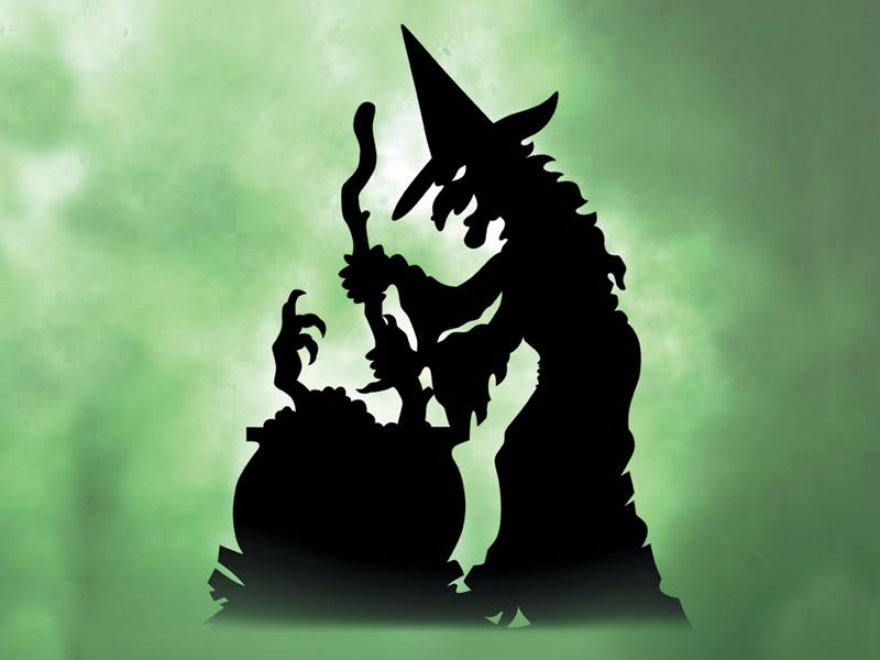 Luxury Plan Front of Home Witch & Cauldron Shadow