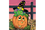 Pumpkin patch frog features a cute addition to your Halloween scene