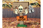 The stockade has a skeleton in a guillotine 