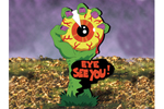 A colorful large eyeball is a spooky and fun pattern for Halloween