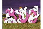 Three cary ghosts in this pattern spell out the word "Boo"