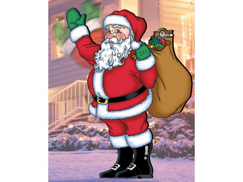Greek Revival Home Plan Front of Home Waving Santa