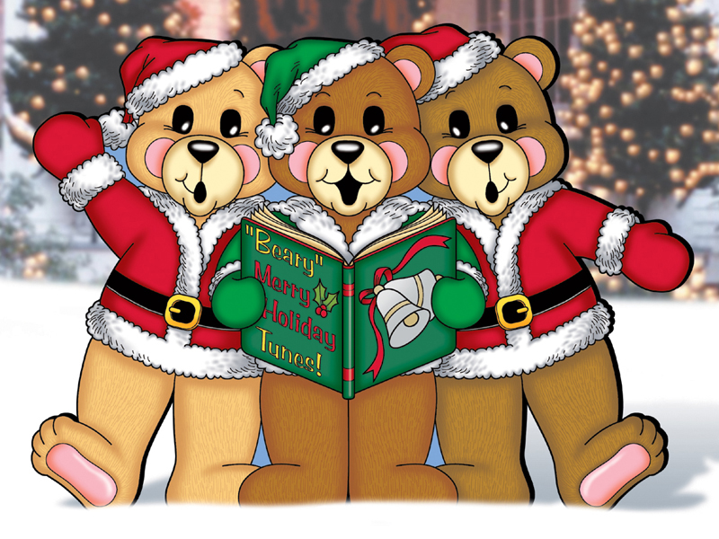 Southern Plan Front of Home Caroling Bears