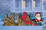 Sleigh mash is funny and eye-catching with all of the reindeer piled in front of Santa's sleigh