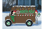 North Pole delivery truck helps to create a fun and exciting Christmas scene