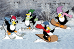 Winter themed penguins provide great seasonal yard decoration