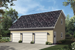 Three-car garage has the look of a one-story when actually it has a vaulted loft on the second floor