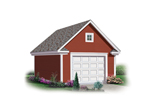 One-car garage has western style and decorative window in the gable