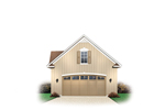 Two-cr western style garage with decorative window above garage door
