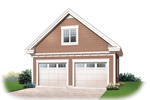 Two-car garage has gable roof style 