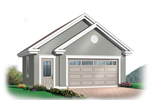 Two-car garage has double gabled exterior
