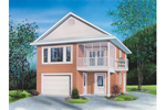 One-car apartment garage has second floor covered porch