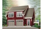 Sleek two-story apartment garage with large second floor windows