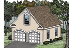 Victorian garage has a large bay window above garage doors and works great with any Victorian style home plan