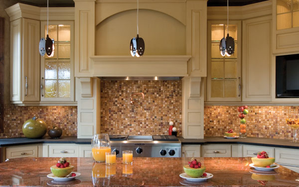 tiled backsplash in kitchen