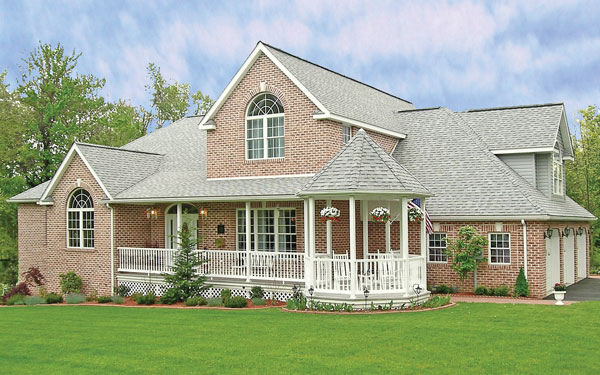 traditional home plan with attached gazebo