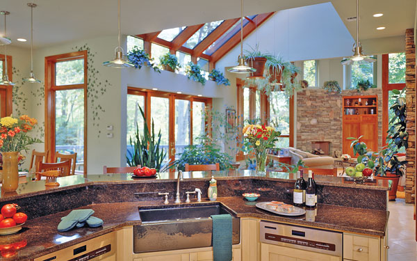 open floor plan with many house plants