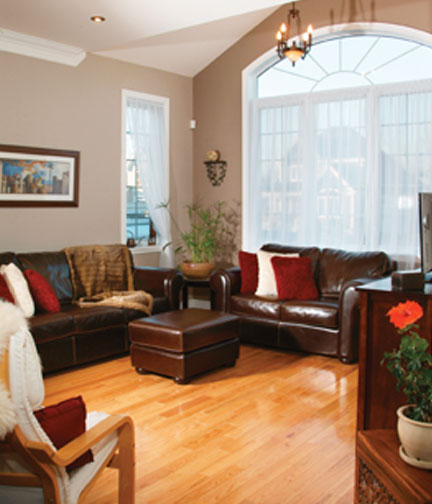 cozy living room with hardwood floors