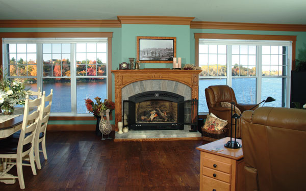 lakefront family room in home