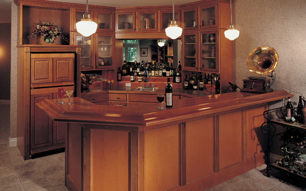 fully stocked wet bar