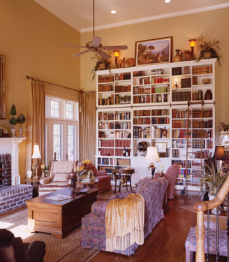 Oversized bookcase is focal point of great room