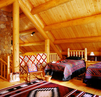 bedroom loft in log home