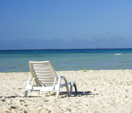 beach with lounge chair