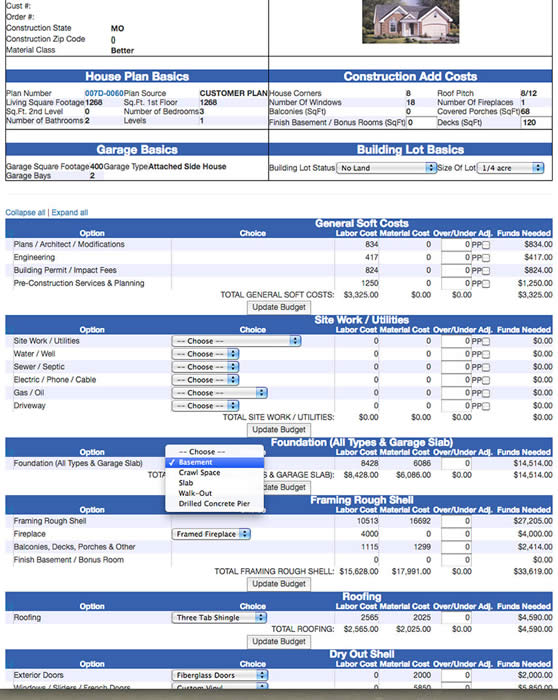 Estimated Cost To Build Report Information House Plans