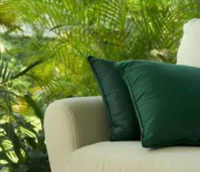 couch and pillows with hemp fabric