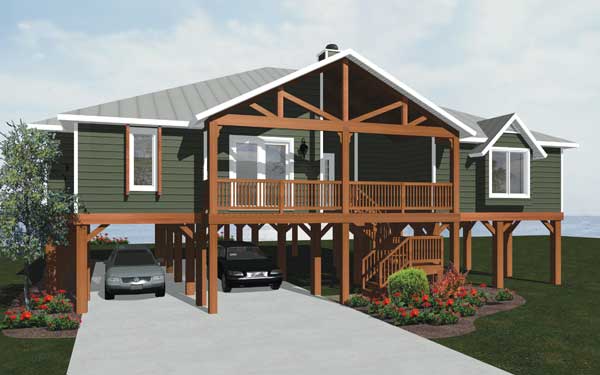 rustic vacation house with pier foundation