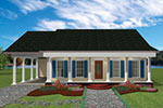 front color rendering of ranch home with carport
