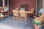 stylish patio with stone floor