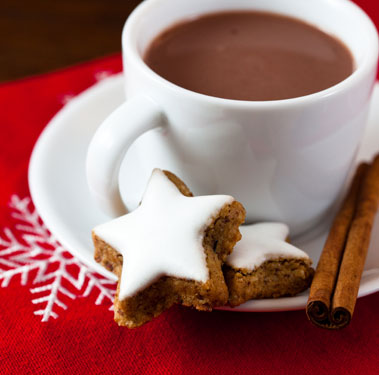 hot chocolate and holiday cookies