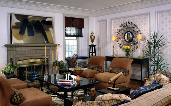 tribal color schemed living room