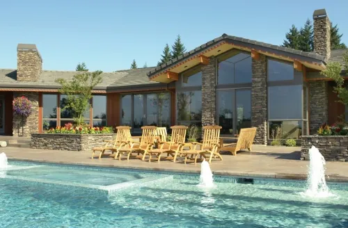 Ranch Home Backyard Water Feature