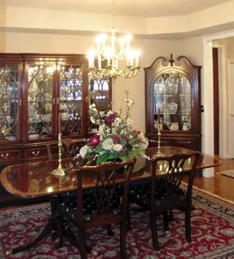 dining room with two hutches