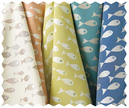 assorted colorful fish fabric swatches